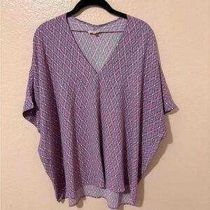 JODIFL Pink and Blue Diamond Pattern Blouse